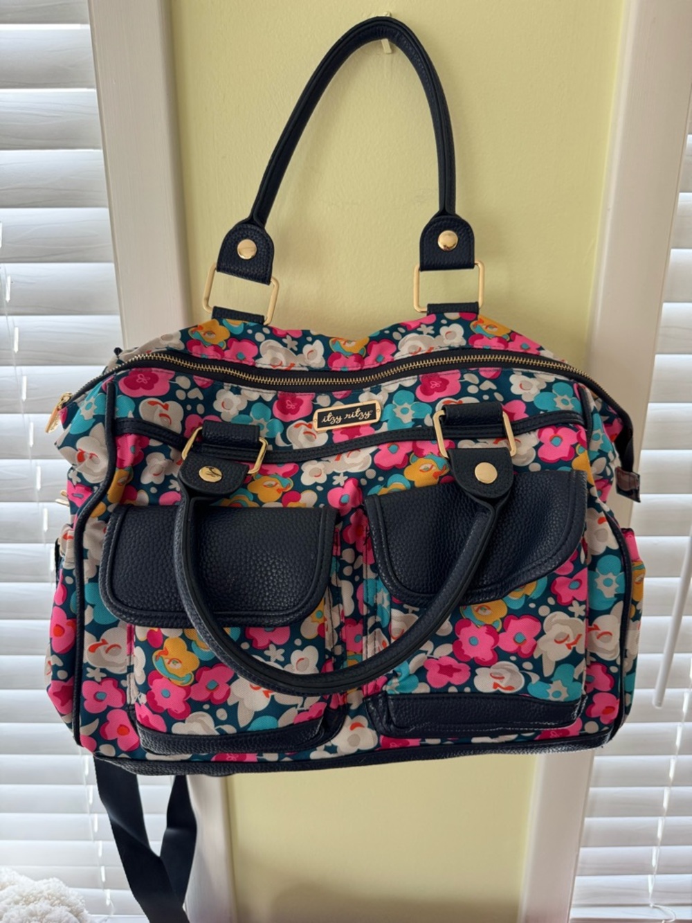 Itzy Ritzy Floral Diaper Bag (weekender) with Changing Pad in Navy, Pink & Teal